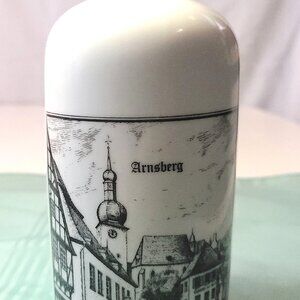 Vtg Altenkunstadt West Germany Porcelain Decanter Arnsberg City Scene 8" Bavaria
